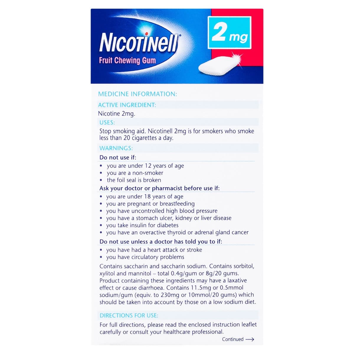 Thumbnail Nicotinell Chewing Gum Fruit 2mg 96 Pieces