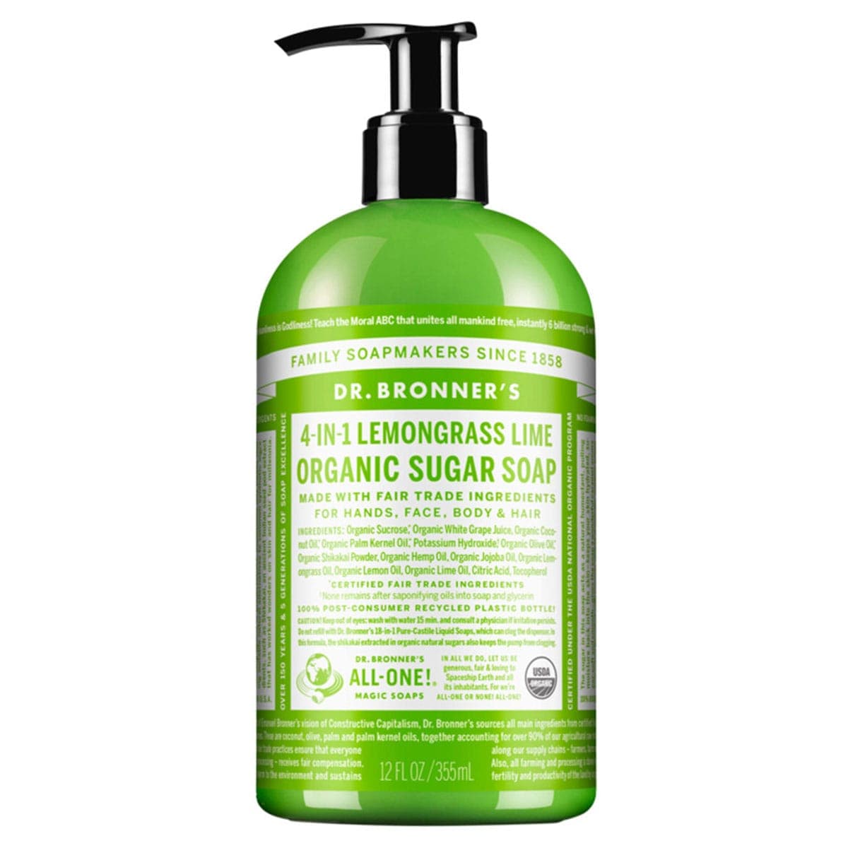 Thumbnail Dr Bronner's Organic Sugar Soap Lemongrass Lime 355ml