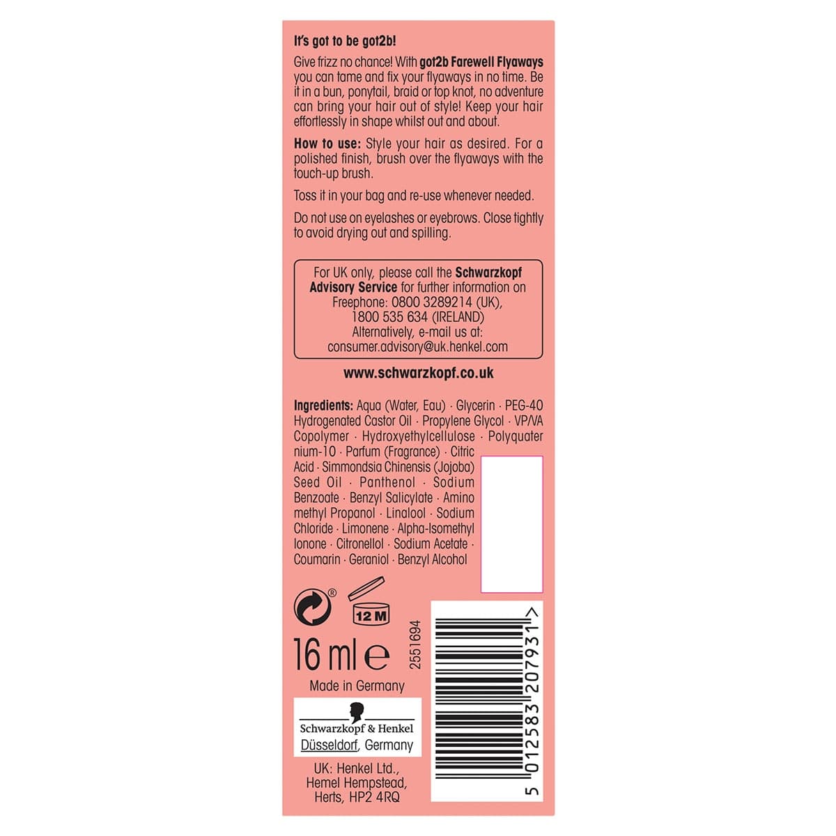 Thumbnail Schwarzkopf Got2b Farewell Flyaways Touch-Up Brush 16ml