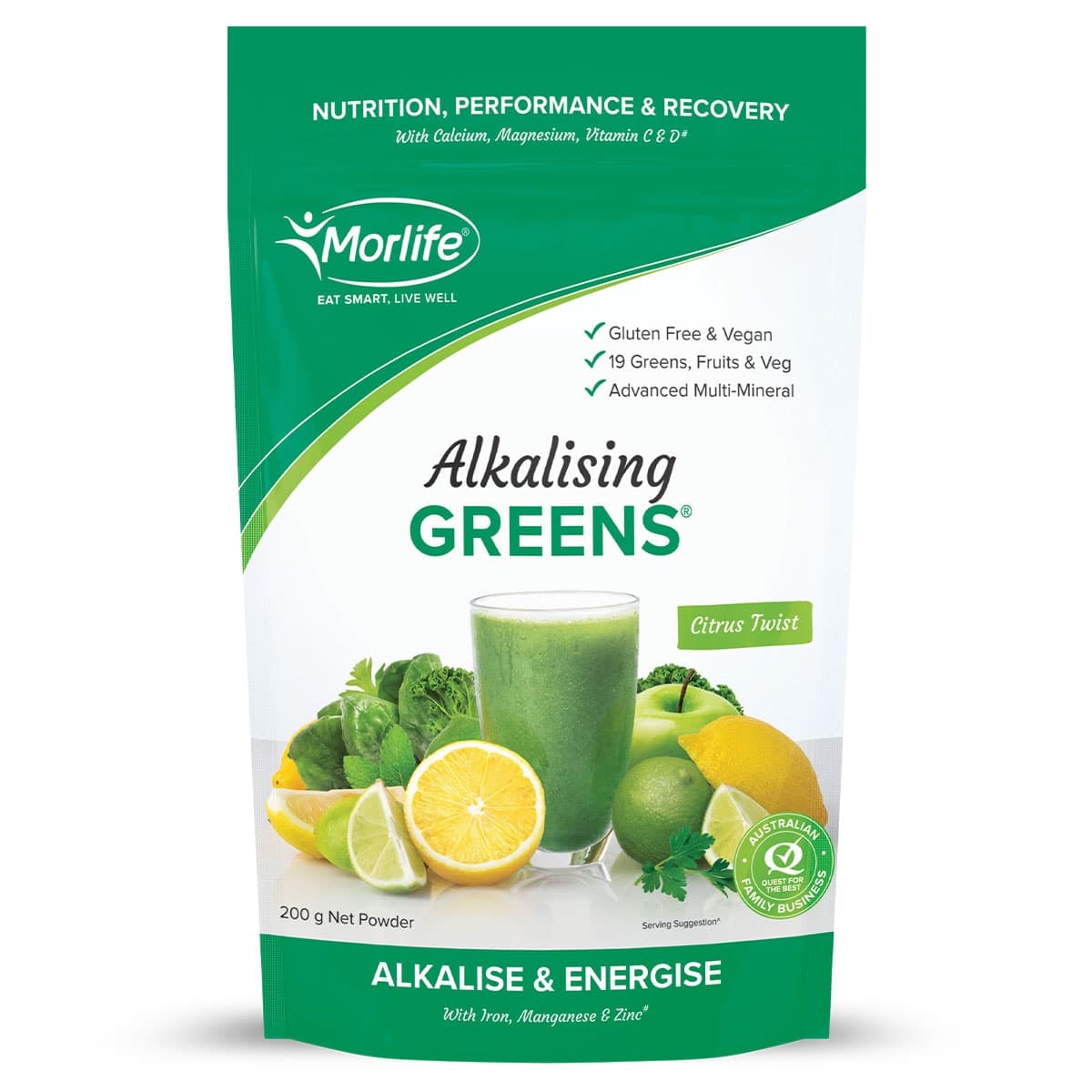 Thumbnail Morlife Alkalising Greens Citrus Twist 200g