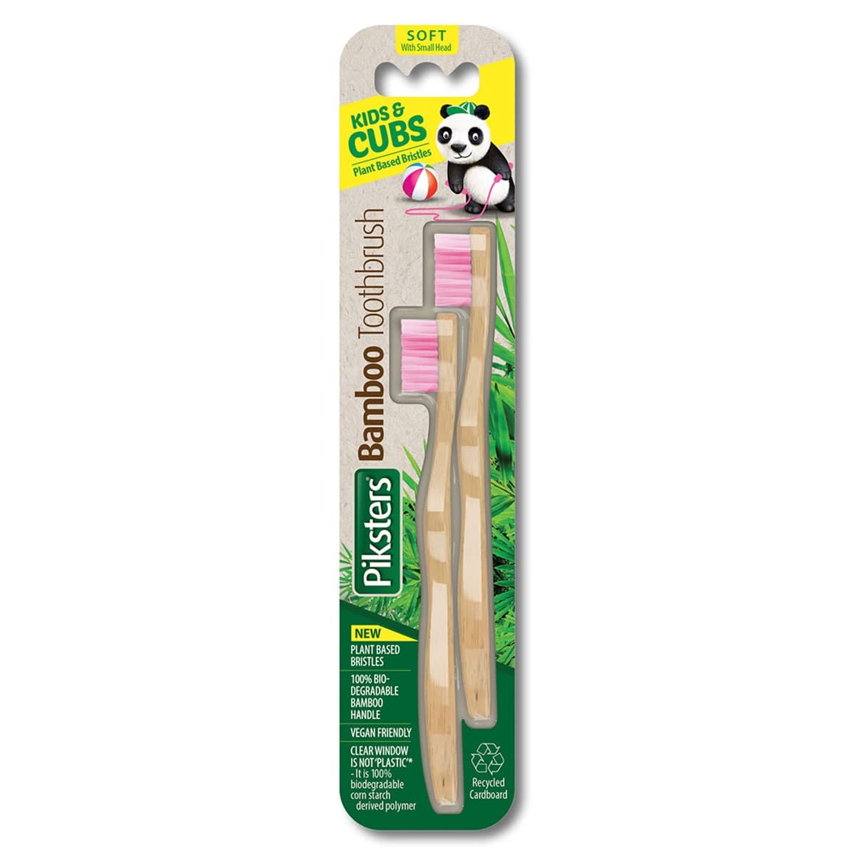 Thumbnail Piksters Bamboo Toothbrush Kids 2 Pack Assorted Colours