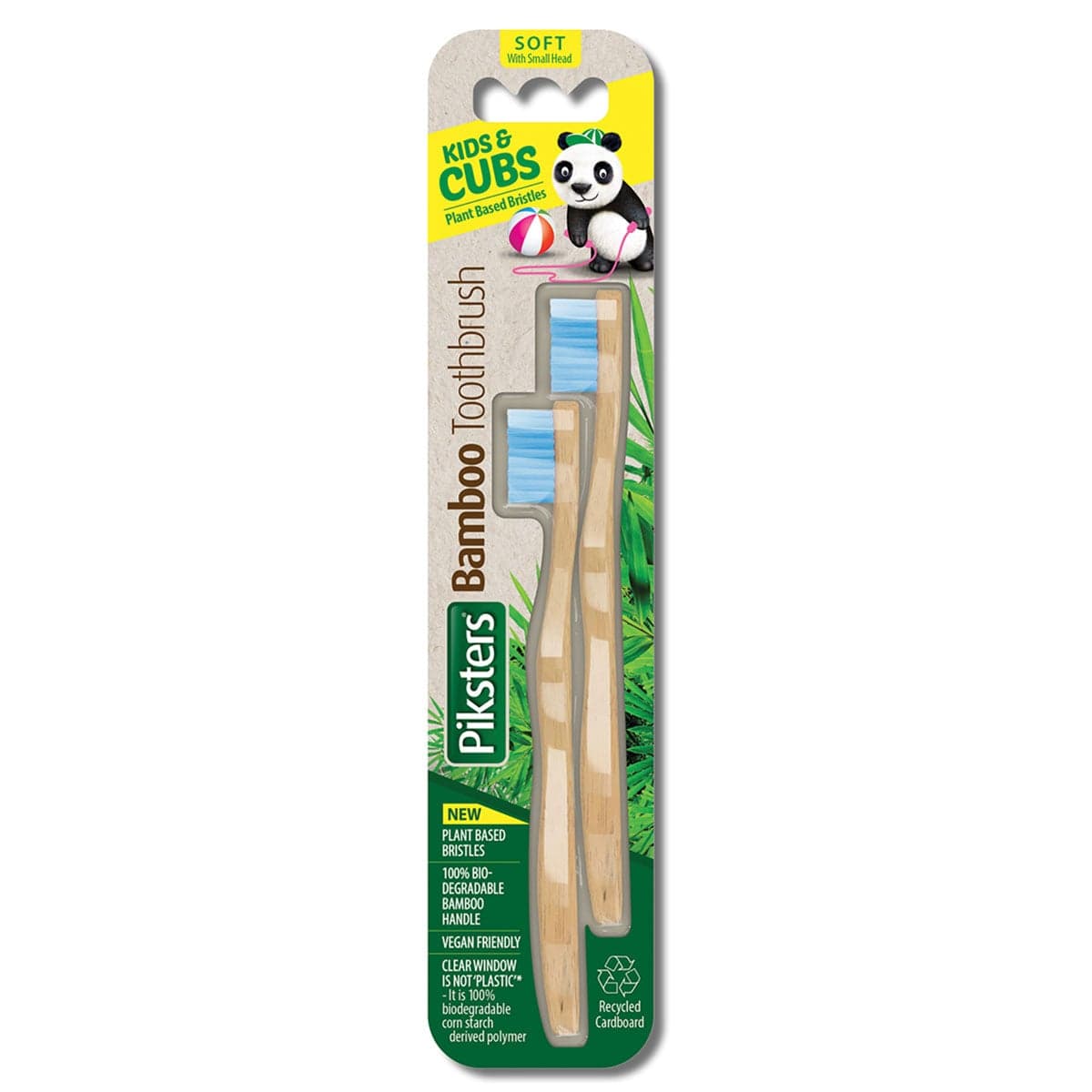 Thumbnail Piksters Bamboo Toothbrush Kids 2 Pack Assorted Colours