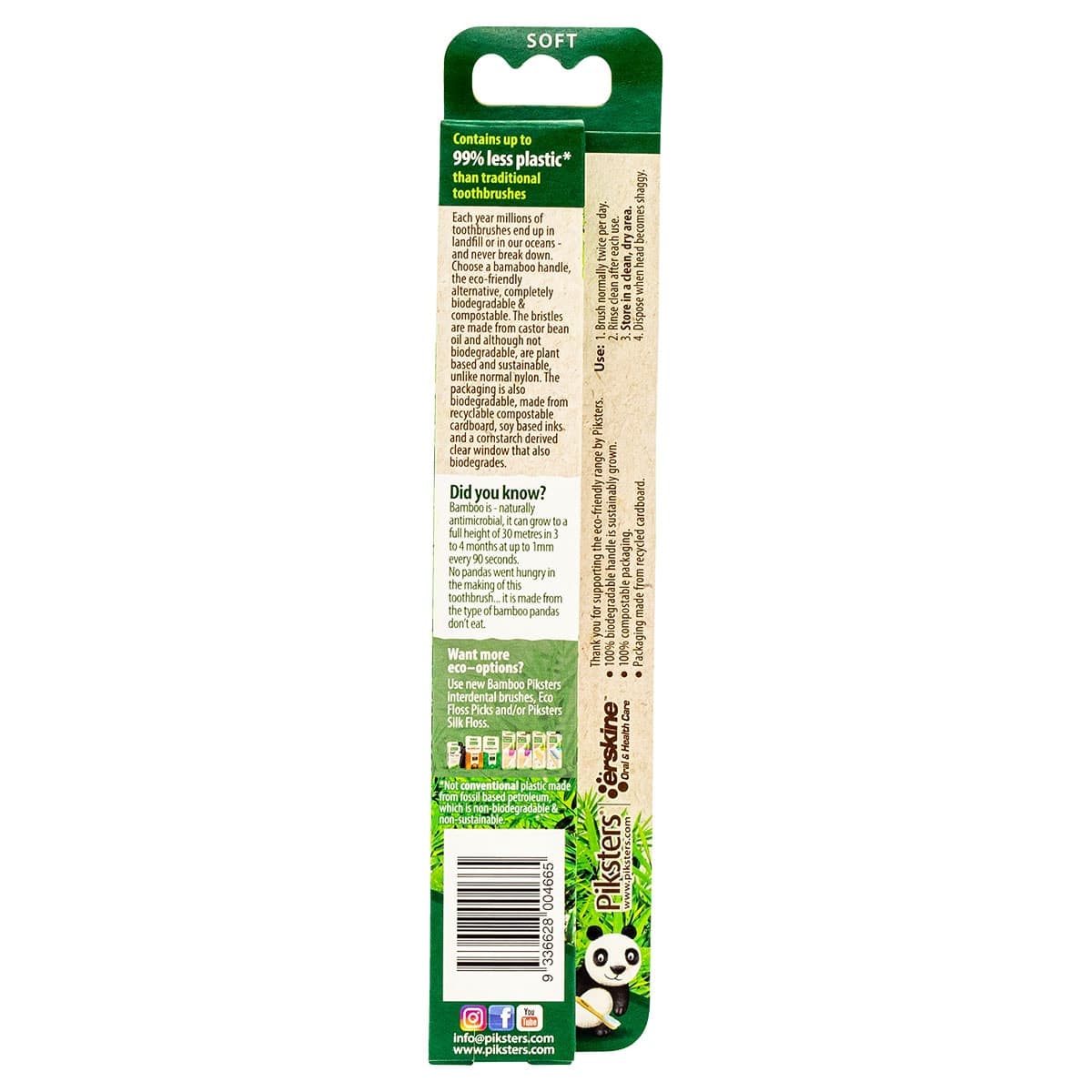 Thumbnail Piksters Bamboo Toothbrush Soft Assorted Colours