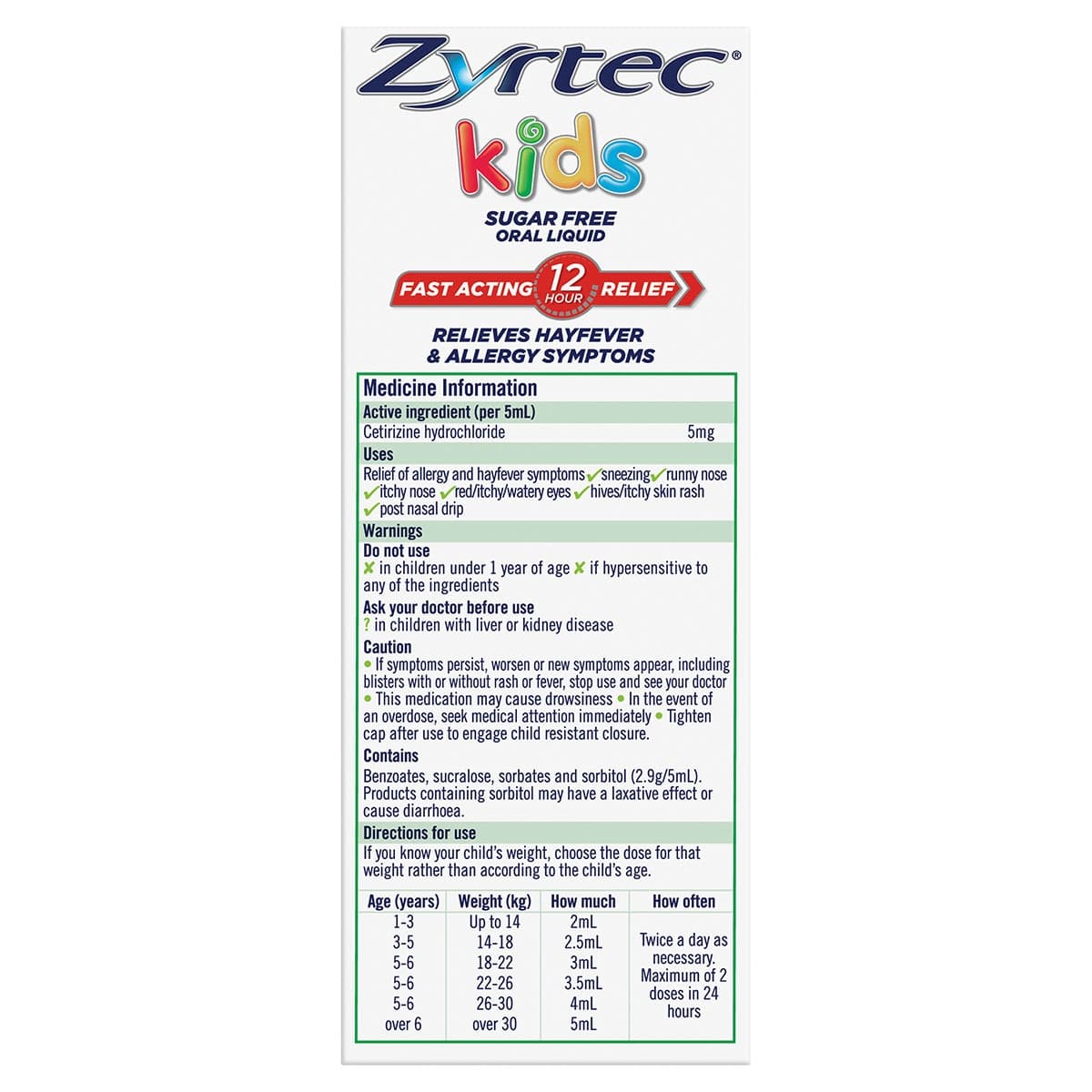 Thumbnail Zyrtec Kids Fast Acting Allergy & Hayfever Relief Grape Flavour Oral Liquid 120ml