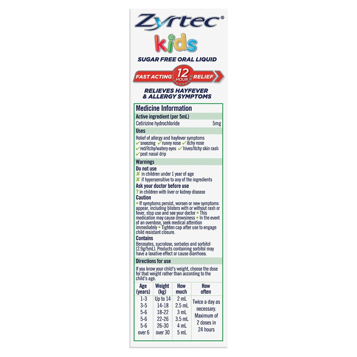 Thumbnail Zyrtec Kids Fast Acting Allergy & Hayfever Relief Grape Flavour Oral Liquid 60ml