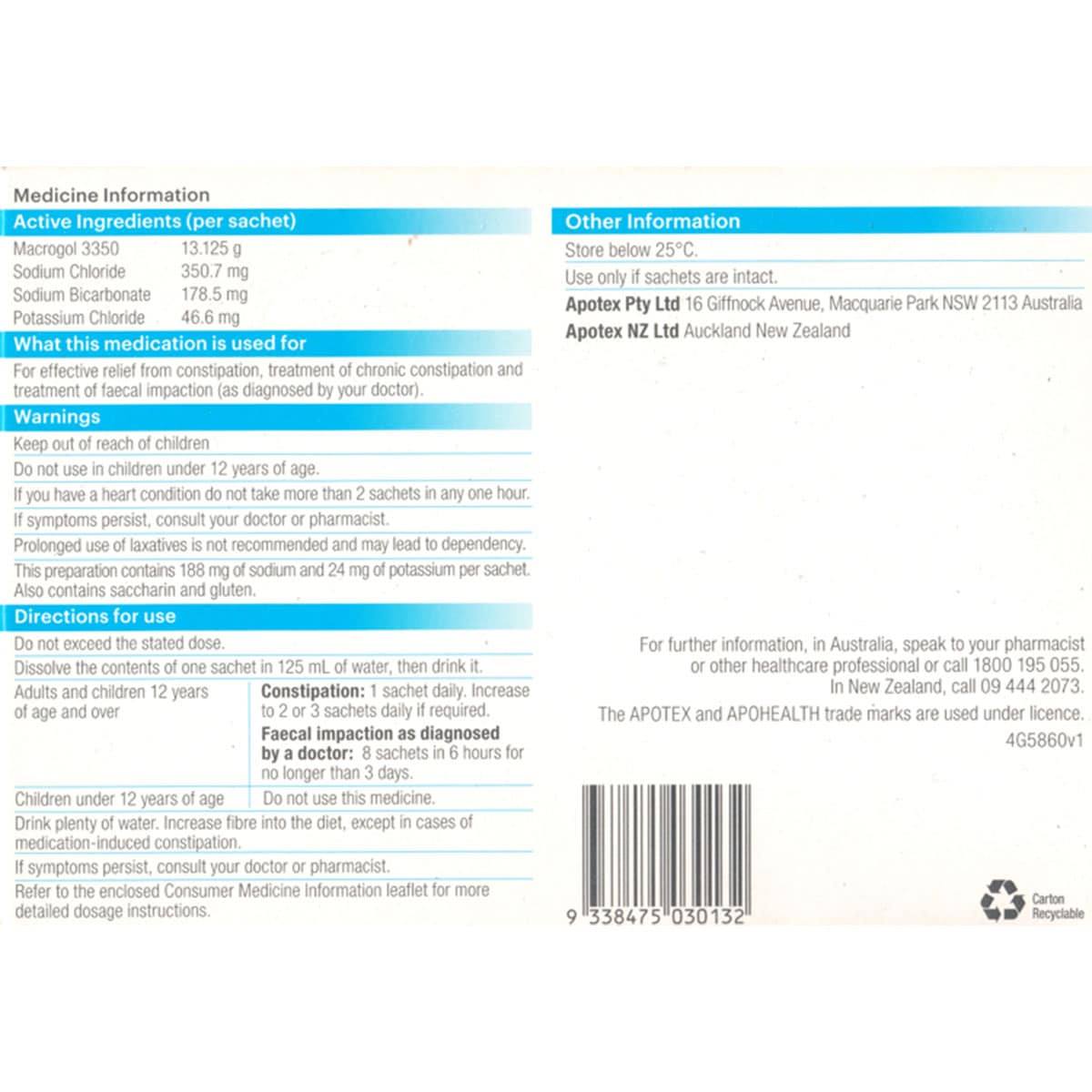 Thumbnail APOHEALTH Macrogol with Electrolytes 30 Sachets