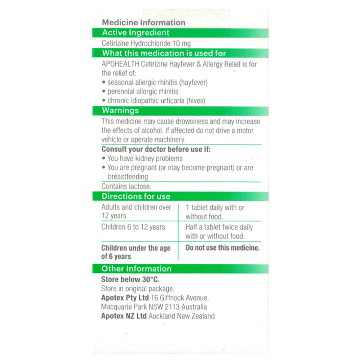 Thumbnail APOHEALTH Cetirizine Hayfever & Allergy Relief 10 Tablets
