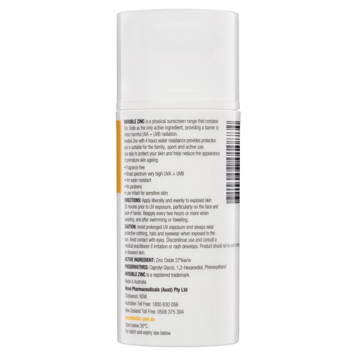 Thumbnail Invisible Zinc Sunscreen 4 Hour Water Resistant SPF50+ 100ml