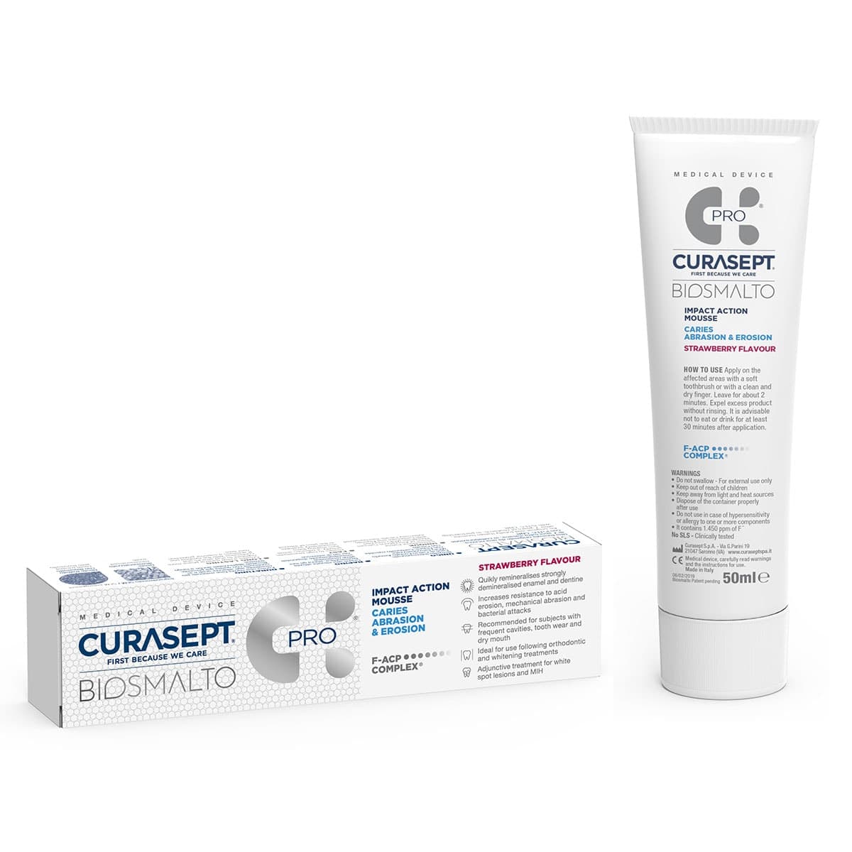 Thumbnail Curasept Biosmalto Mousse Caries Abrasion Erosion Strawberry 50ml