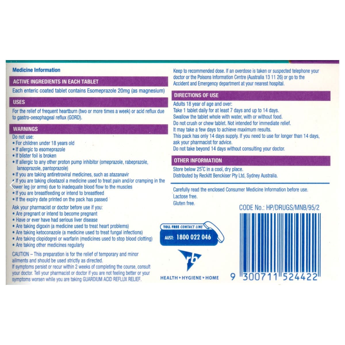 Thumbnail Guardium 24 Hour Acid Reflux Relief 14 Tablets