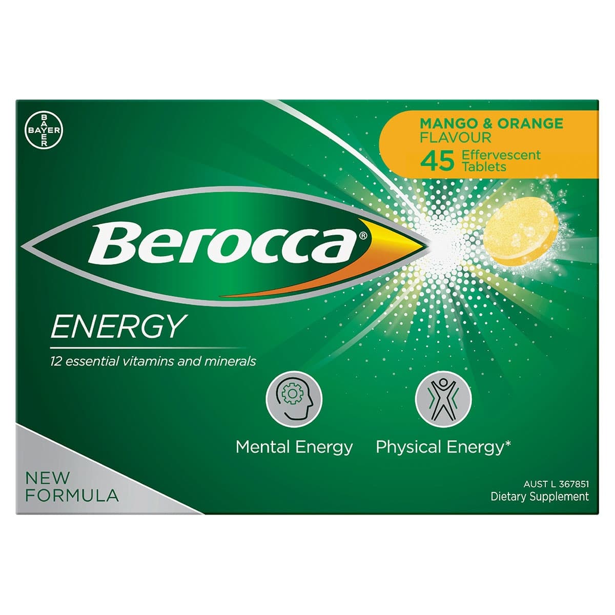 Thumbnail Berocca Energy Mango & Orange 45 Effervescent Tablets