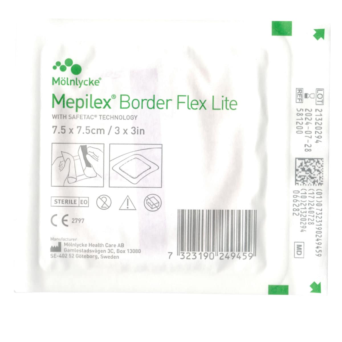 Thumbnail Mepilex Border Flex Lite Wound Dressing 581200 7.5cm x 7.5cm Single