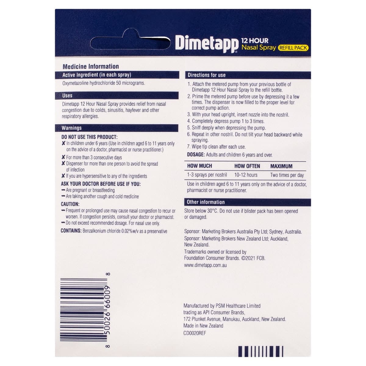 Thumbnail Dimetapp Adult 12 Hour Nasal Spray Refill 20ml