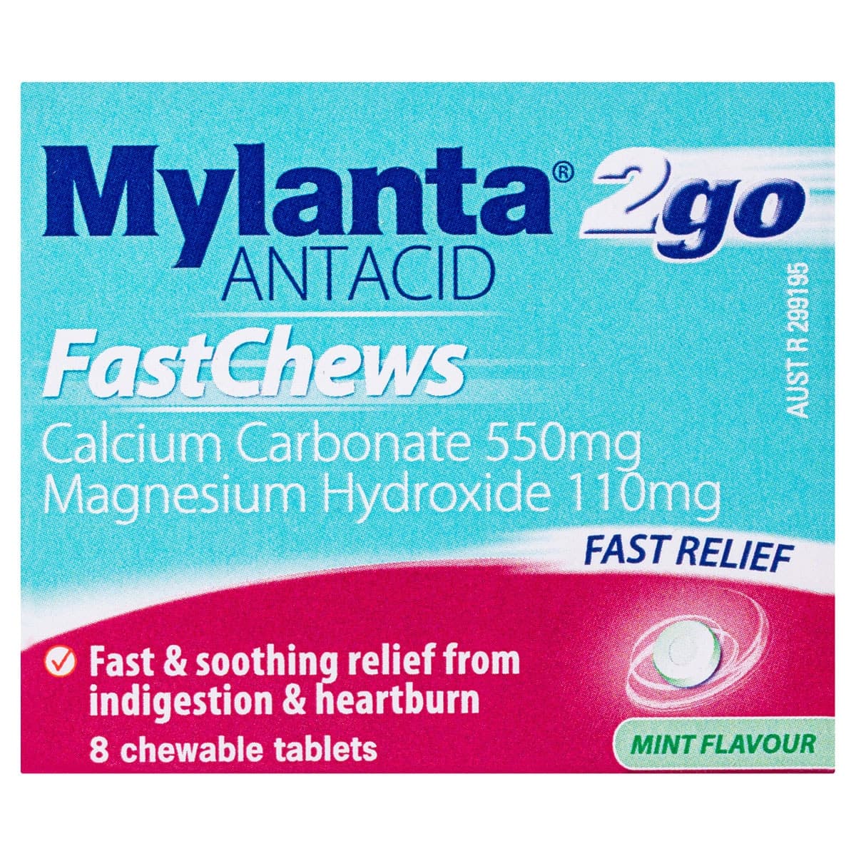 Thumbnail Mylanta 2Go Antacid FastChews Mint 8 Chewable Tablets