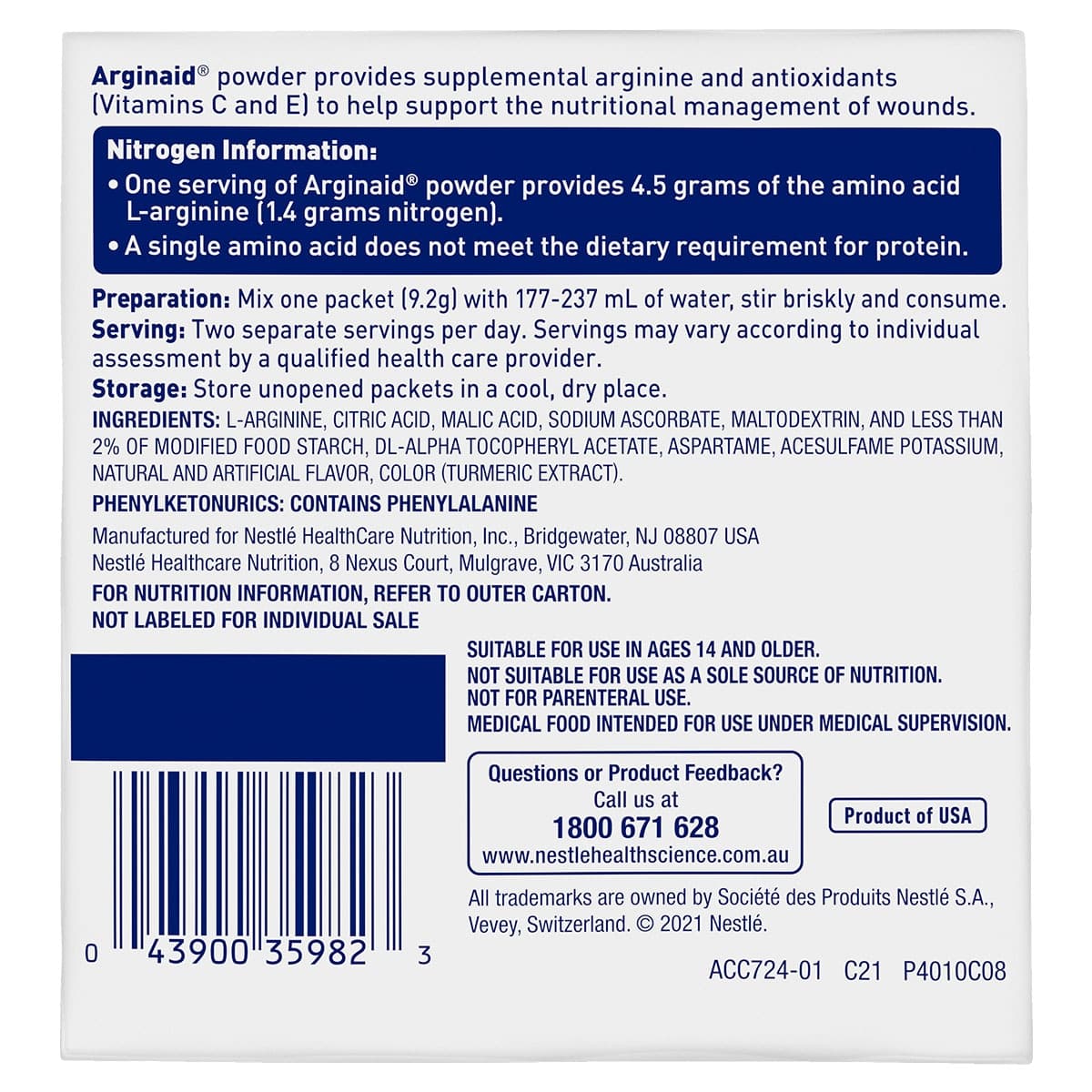 Thumbnail Arginaid Arginine Powder Lemon 9.2g x 14 Pack