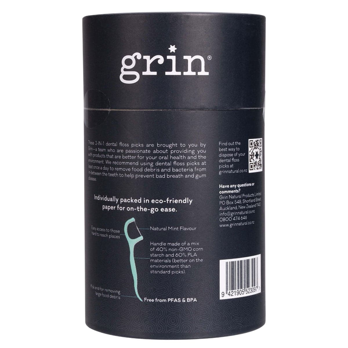 Thumbnail GRIN Biodegradable Adult Dental Floss Picks 45 Pack