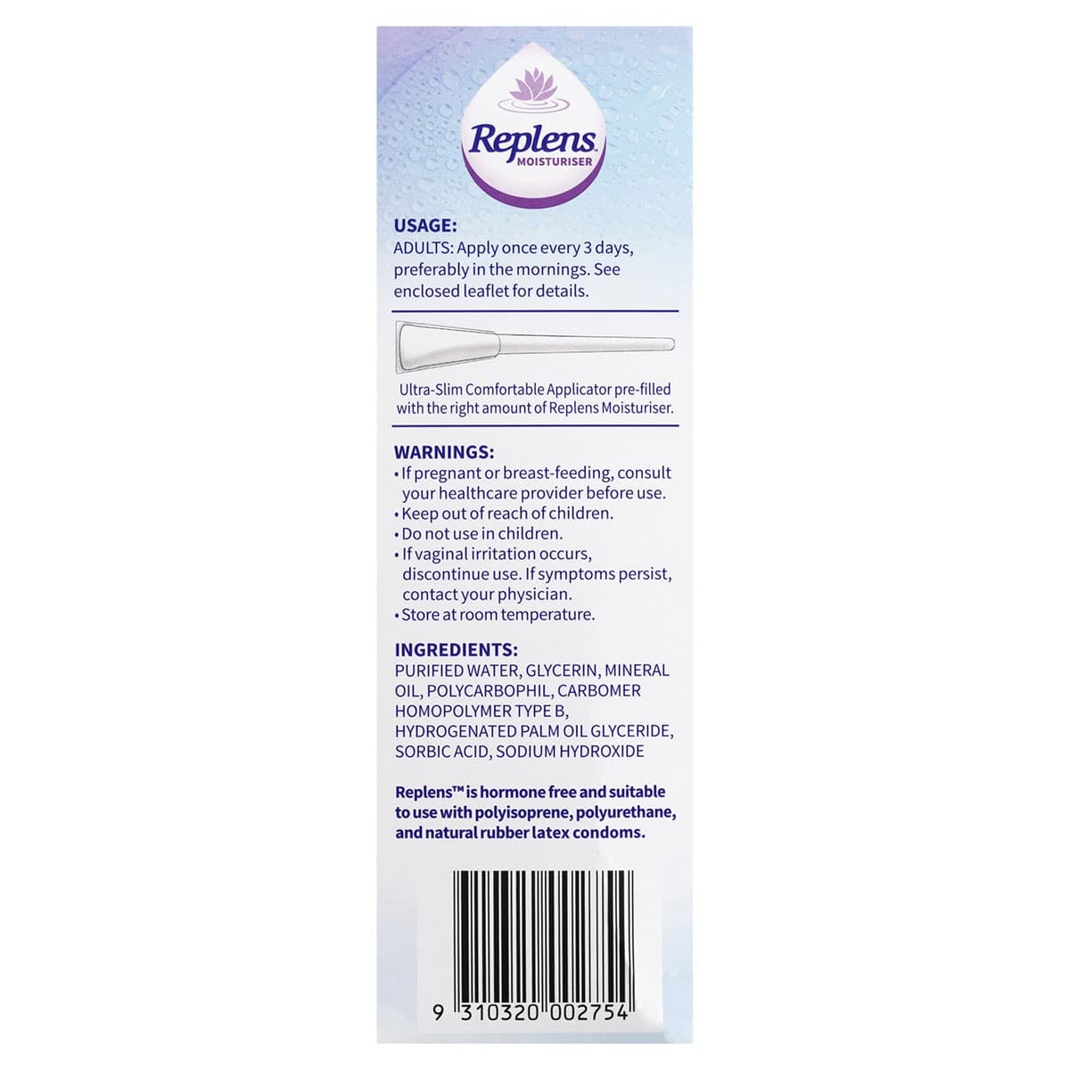 Thumbnail Replens Vaginal Moisturiser Pre-filled Applicators 10 pack