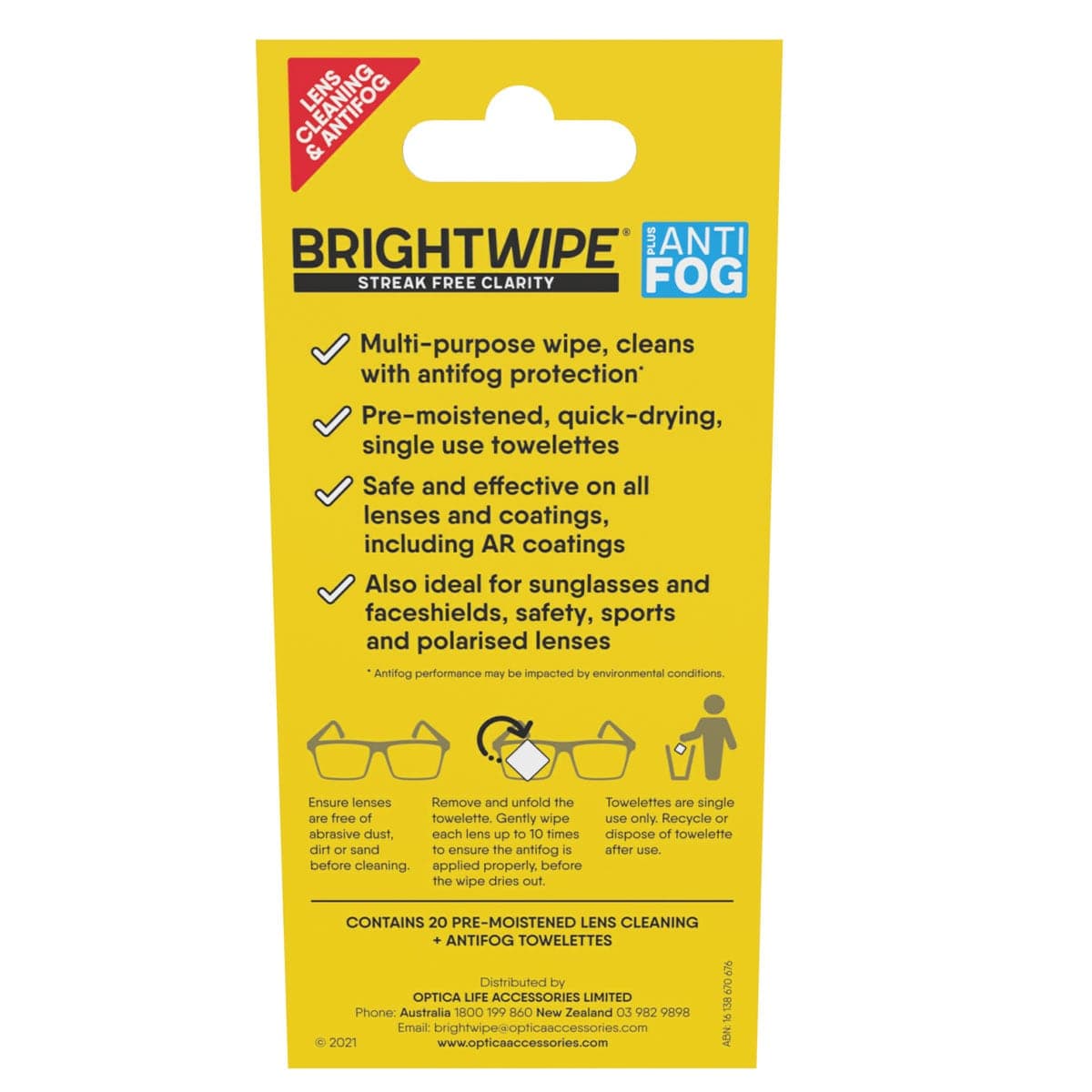 Thumbnail Bright Wipe Antifog Lens Wipe 20 Pack