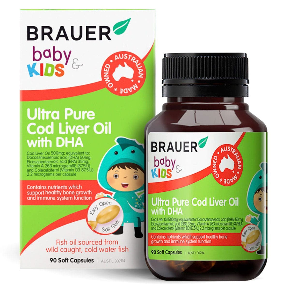 Thumbnail Brauer Baby & Kids Ultra Pure Cod Liver Oil with DHA 90 Soft Gels