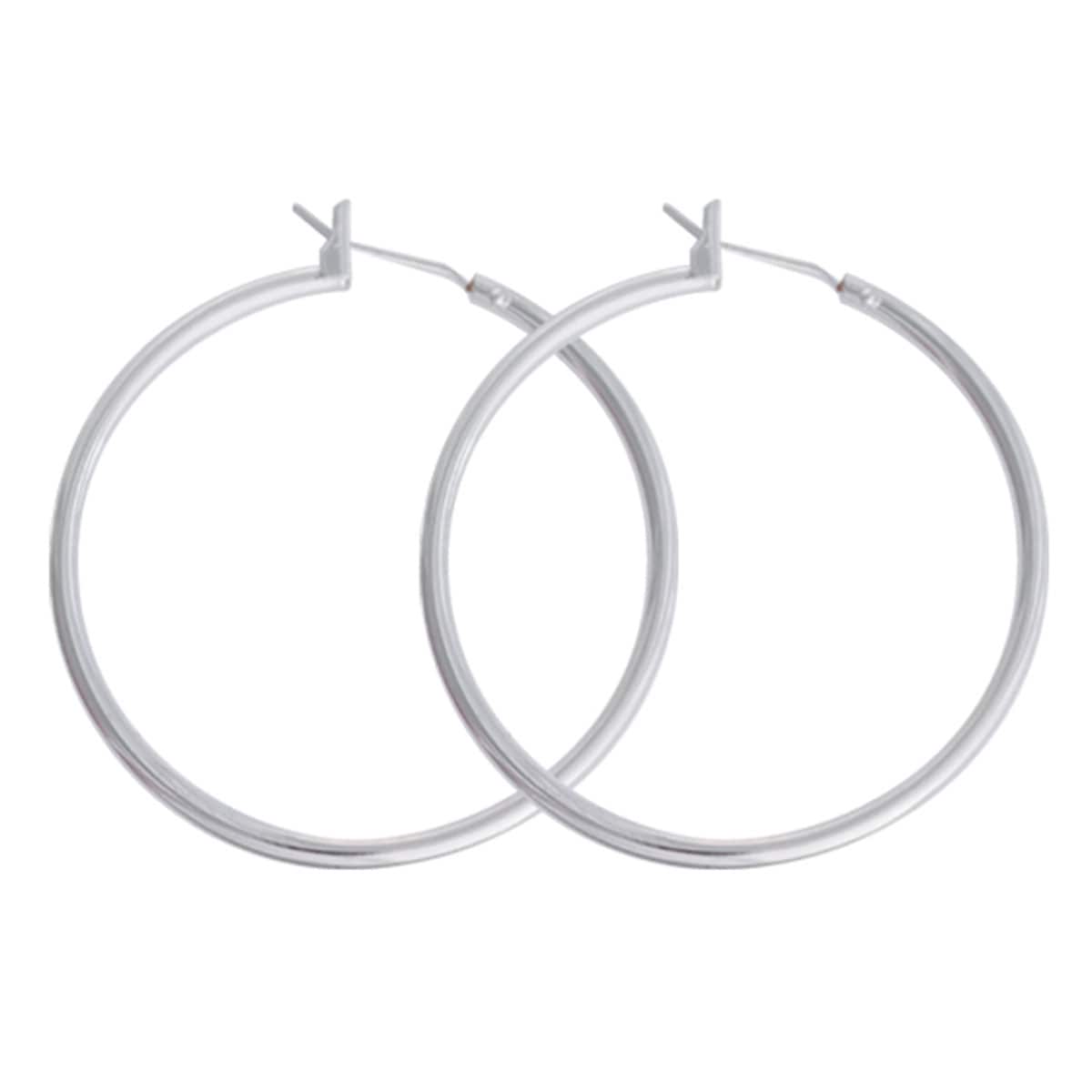 Thumbnail Studex Just Hoops 28mm Hoop Earring Rhodium 1 Pair