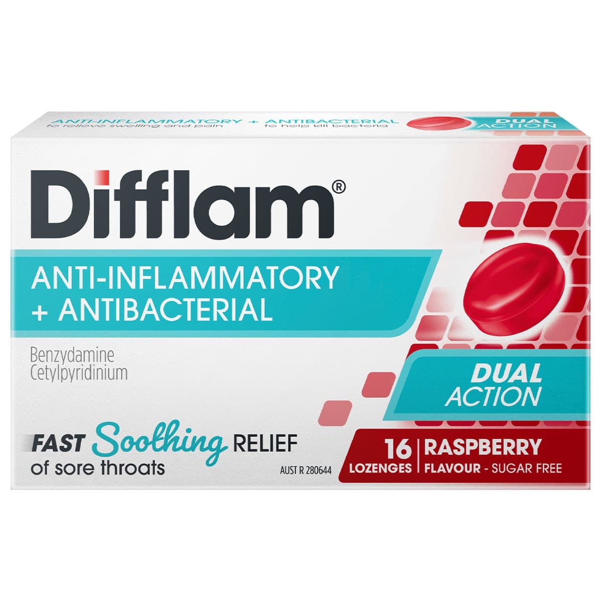 Thumbnail Difflam Sore Throat Lozenges Sugar Free Raspberry 16 Pack