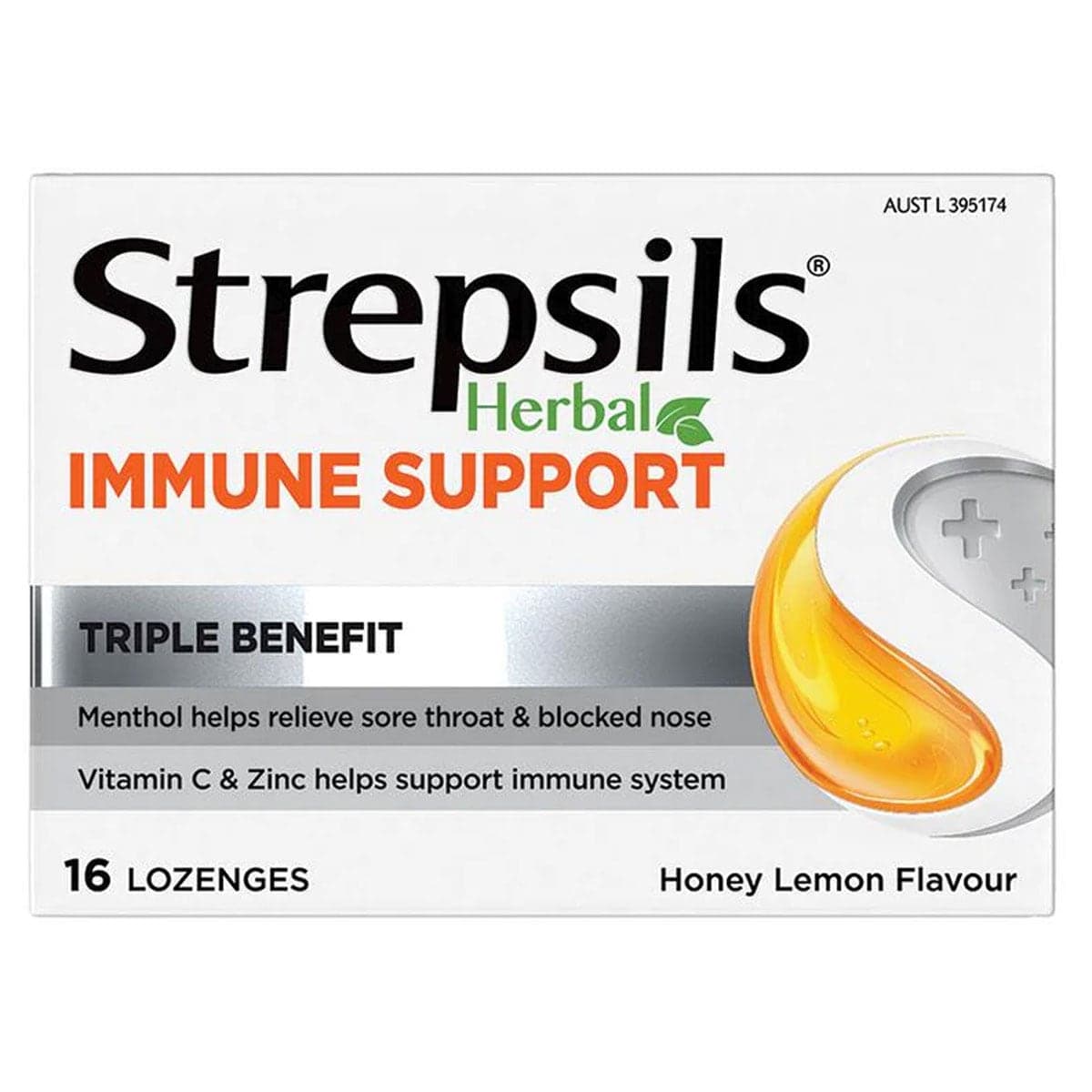 Thumbnail Strepsils Herbal Immune Support Honey Lemon Lozenges 16 Pack