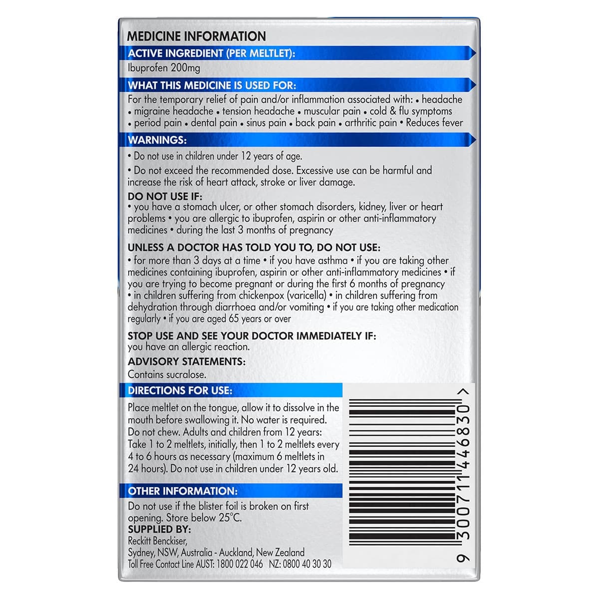 Thumbnail Nurofen Meltlets Pain Relief Citrus 48 Tablets
