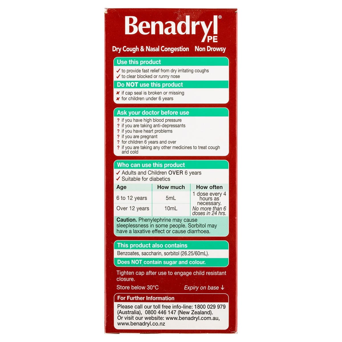Thumbnail Benadryl Dry Cough & Nasal Congestion Liquid 200ml