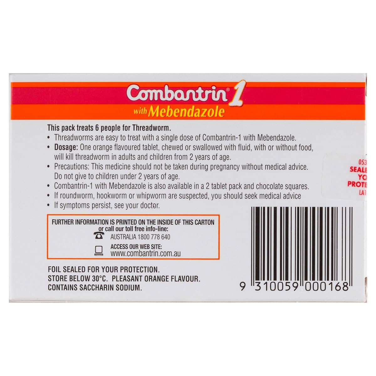 Thumbnail Combantrin-1 Worm Treatment 6 Tablets