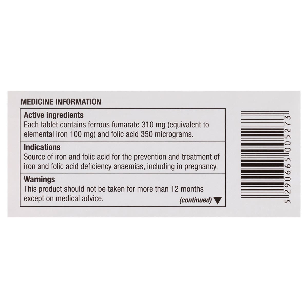 Thumbnail Ferro-F-Tab Iron & Folic Acid 60 Tablets
