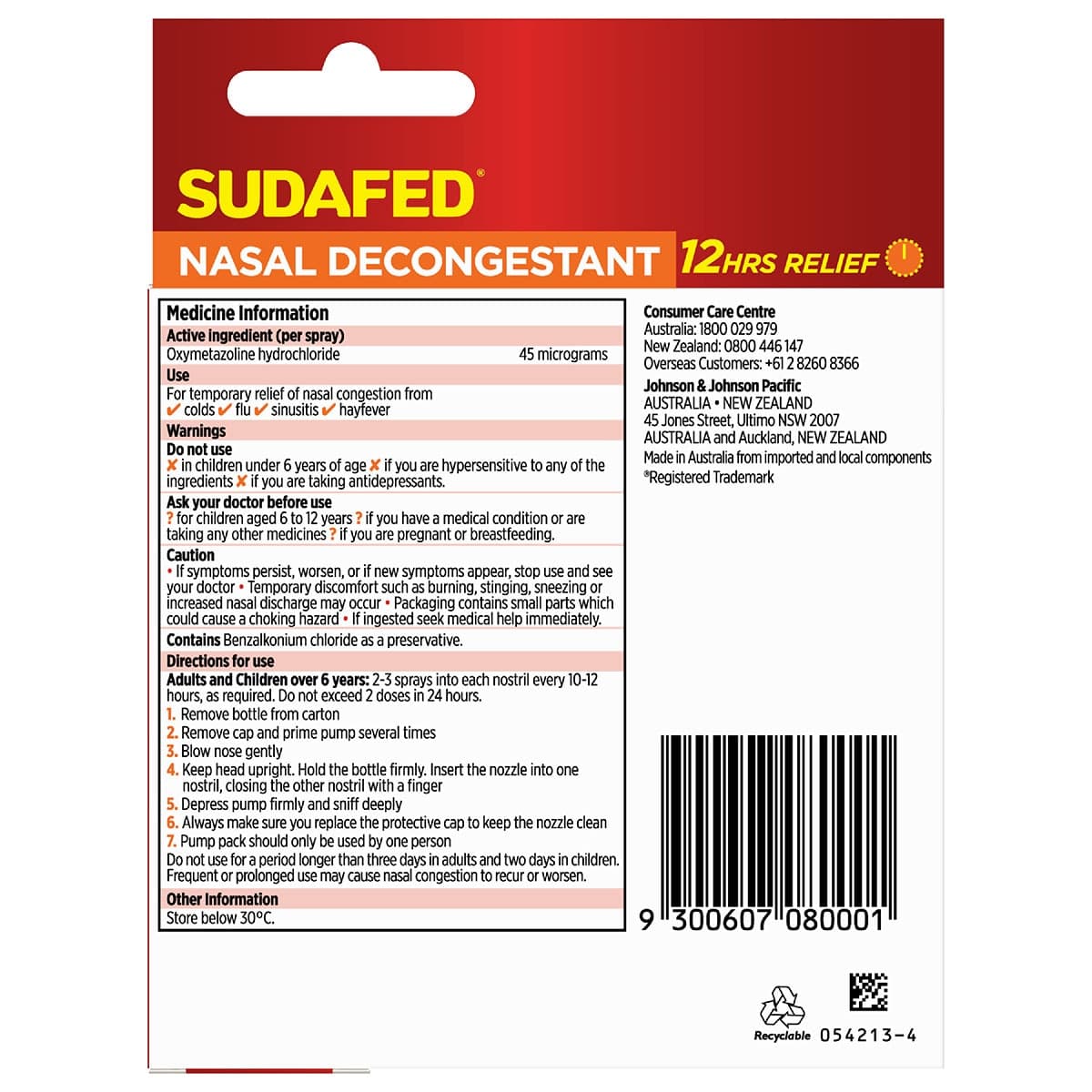 Thumbnail Sudafed Nasal Decongestant Spray 12 Hour Relief 20ml