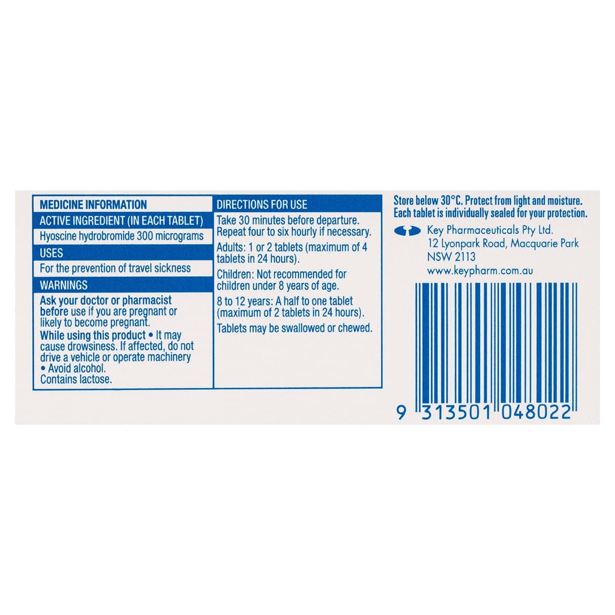 Thumbnail Travacalm Travel Sickness H.O. 10 Tablets