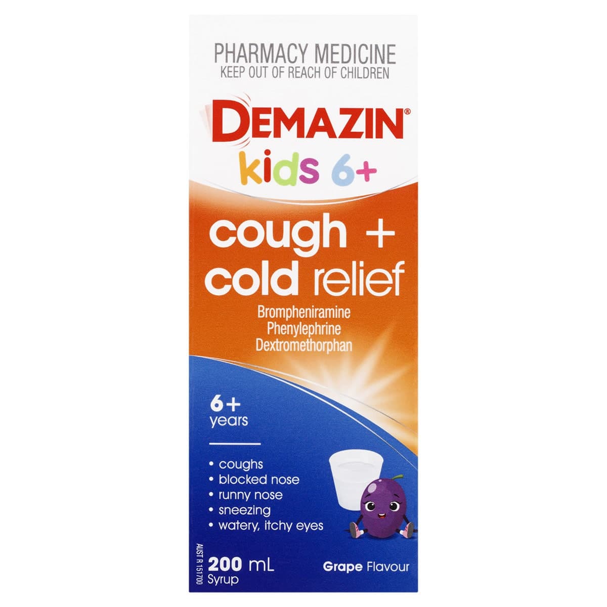 Thumbnail Demazin Kids 6+ Years Cough & Cold Relief Syrup Grape 200ml