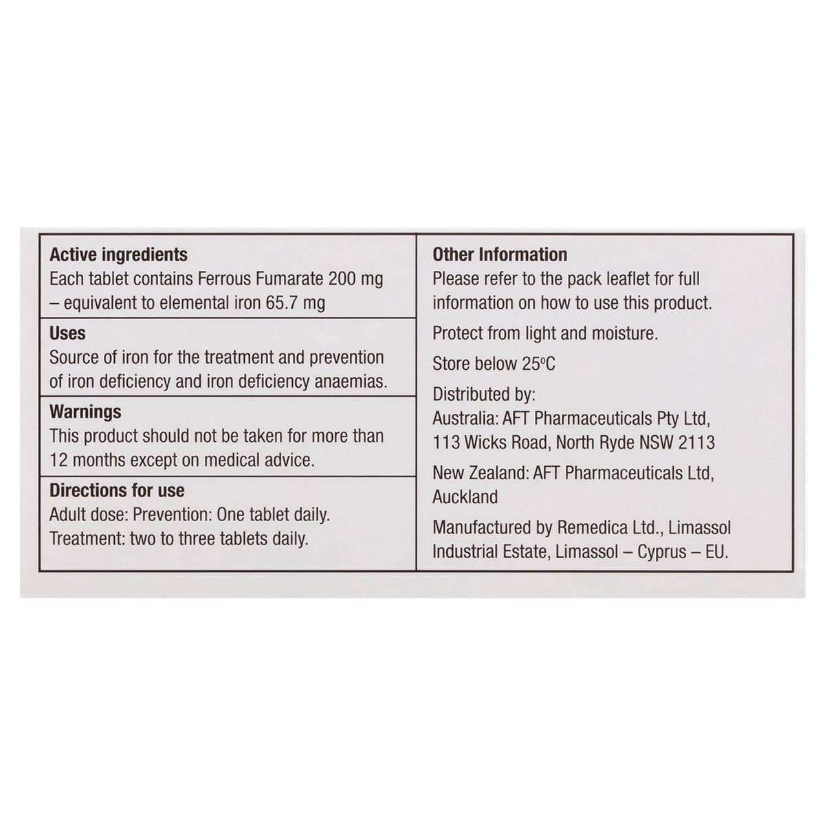 Thumbnail Ferro-Tab Iron 60 Film Coated Tablets