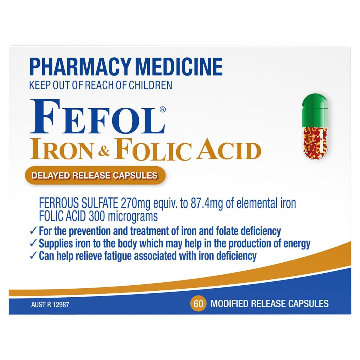 Thumbnail Fefol Iron & Folic Acid 60 Capsules