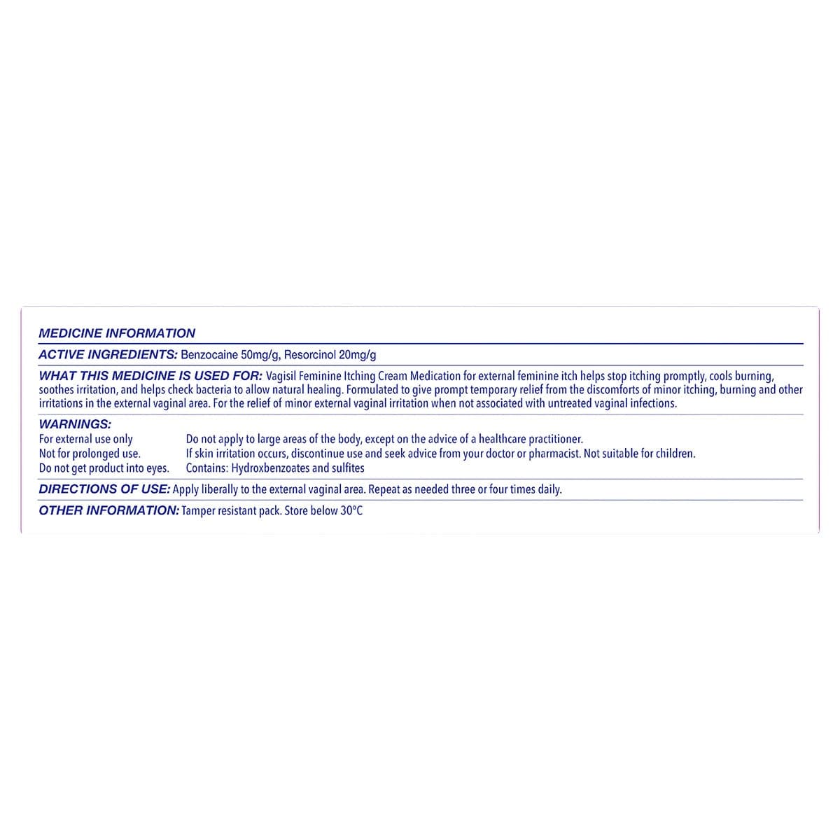 Thumbnail Vagisil Feminine Itching Cream Medication 25g