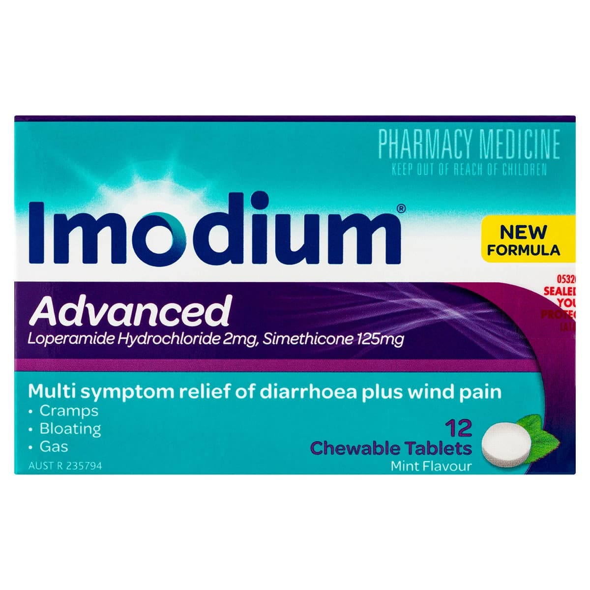 Thumbnail Imodium Advanced Diarrhoea & Wind Pain Relief 12 Chewable Tablets