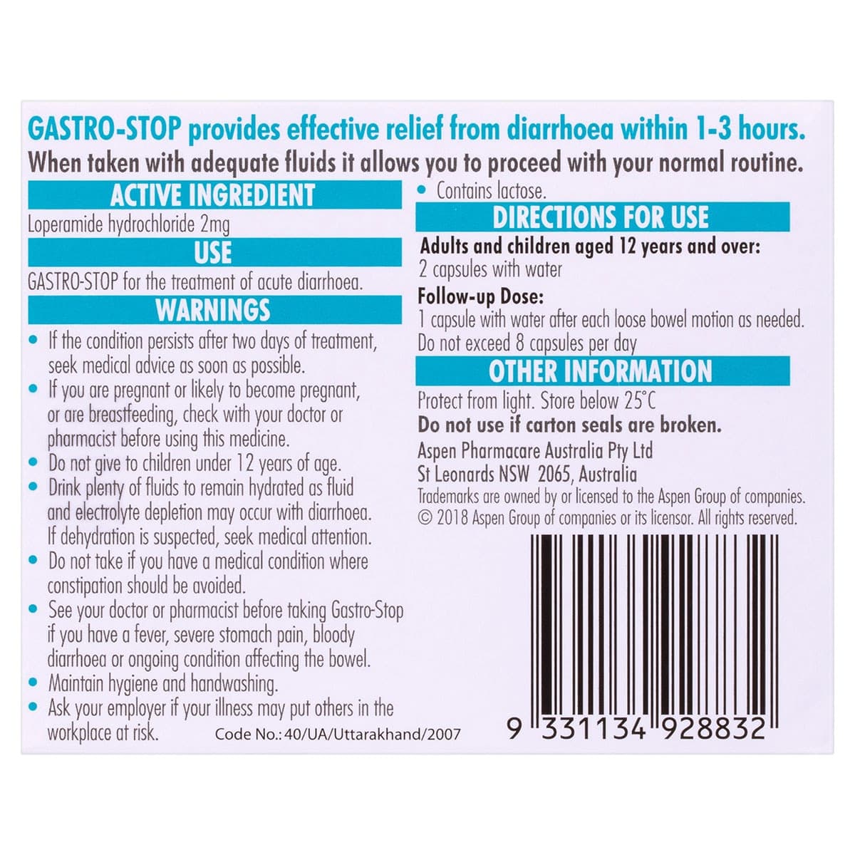 Thumbnail Gastro-Stop Diarrhoea Relief 20 Capsules