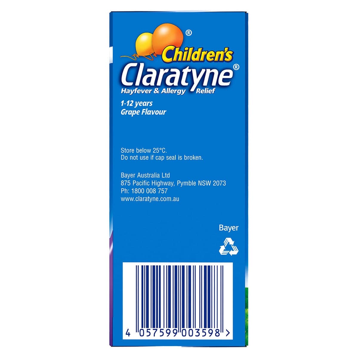Thumbnail Claratyne Childrens Antihistamine Syrup Grape 60ml