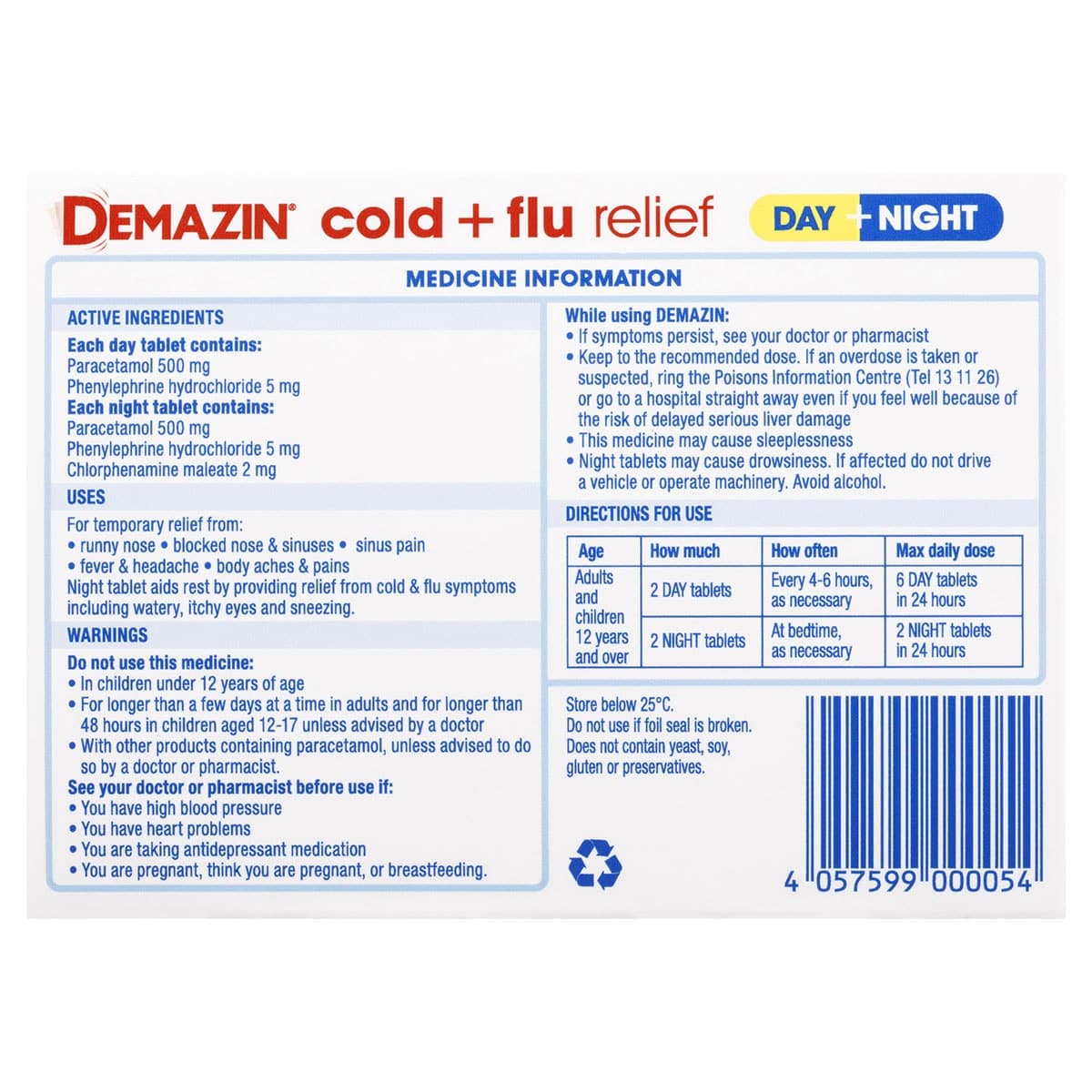 Thumbnail Demazin Cold & Flu Relief Day & Night 48 Tablets