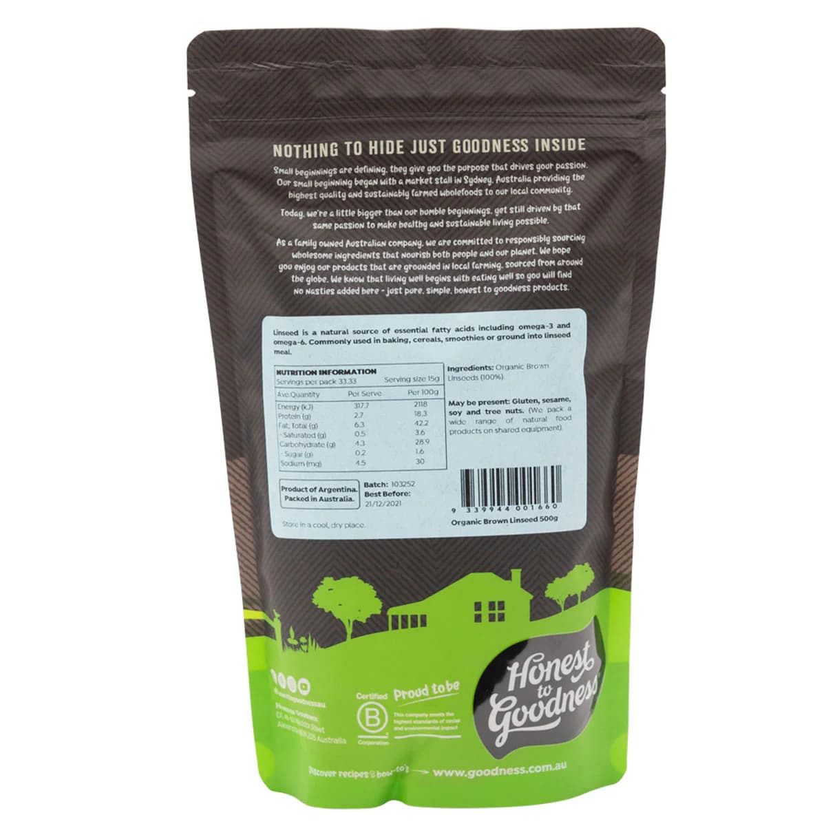 Thumbnail Honest to Goodness Organic Linseed Brown 500g