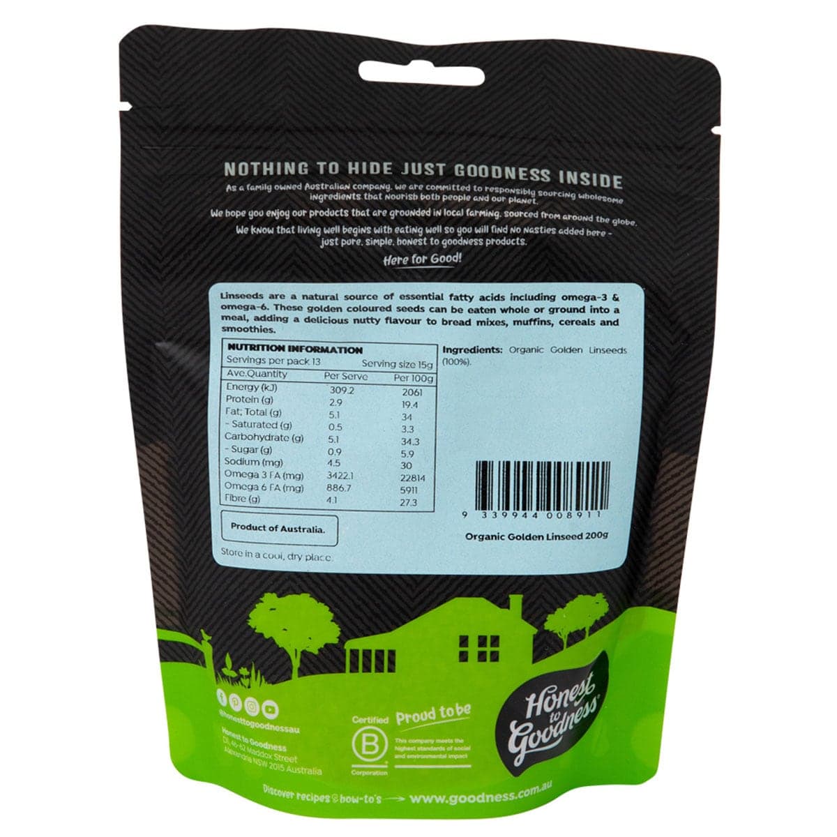 Thumbnail Honest to Goodness Organic Golden Linseed 200g