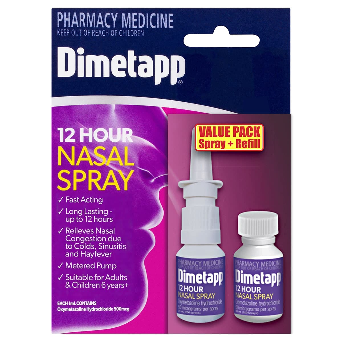 Thumbnail Dimetapp Adult 12 Hour Nasal Spray 20ml + Refill 20ml