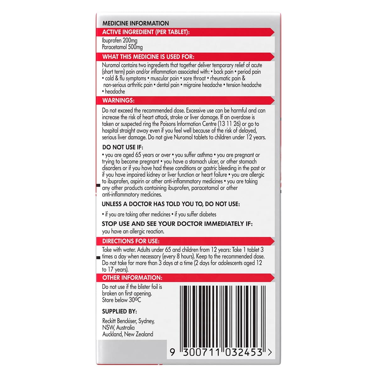 Thumbnail Nuromol Dual Action 8 Hour Pain Relief 12 Tablets