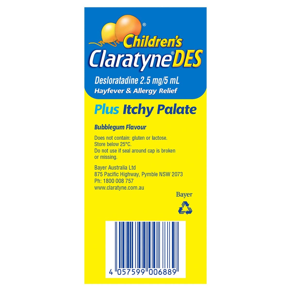 Thumbnail ClaratyneDES Children's Hayfever & Allergy Relief Syrup Bubblegum 60ml