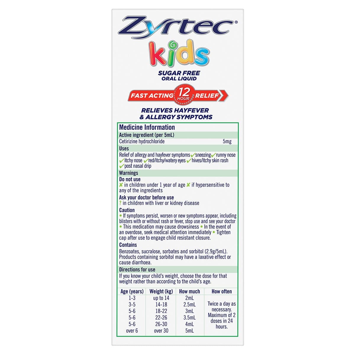 Thumbnail Zyrtec Kids Fast Acting Allergy & Hayfever Relief Oral Liquid Bubblegum 120ml