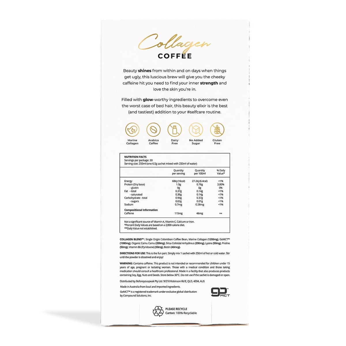 Thumbnail Beforeyouspeak Collagen Coffee Blend Unsweetened 30 x 6.5g