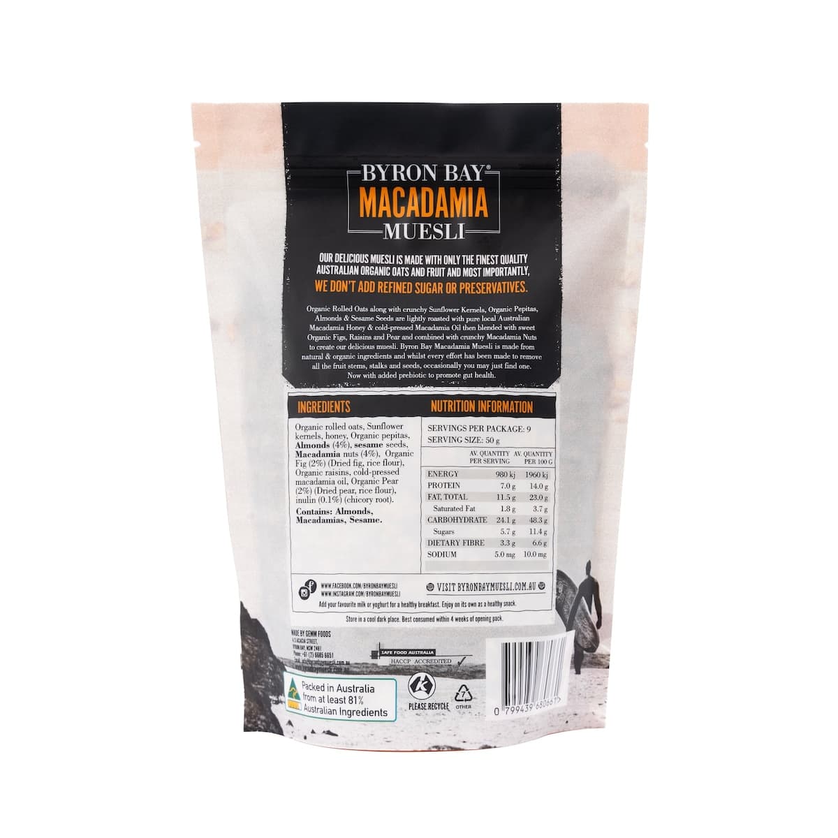 Thumbnail Byron Bay Macadamia Muesli Almond Fig and Pear Honey Roasted 450g