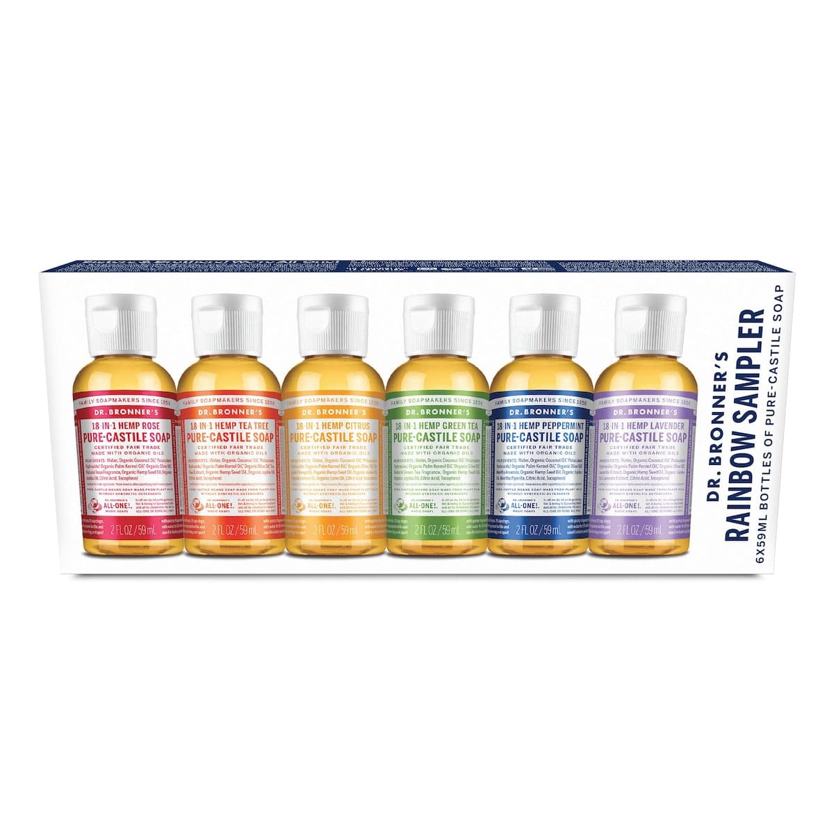 Thumbnail Dr Bronner's Pure Castile Soap Rainbow Sampler Pack 6 x 59ml