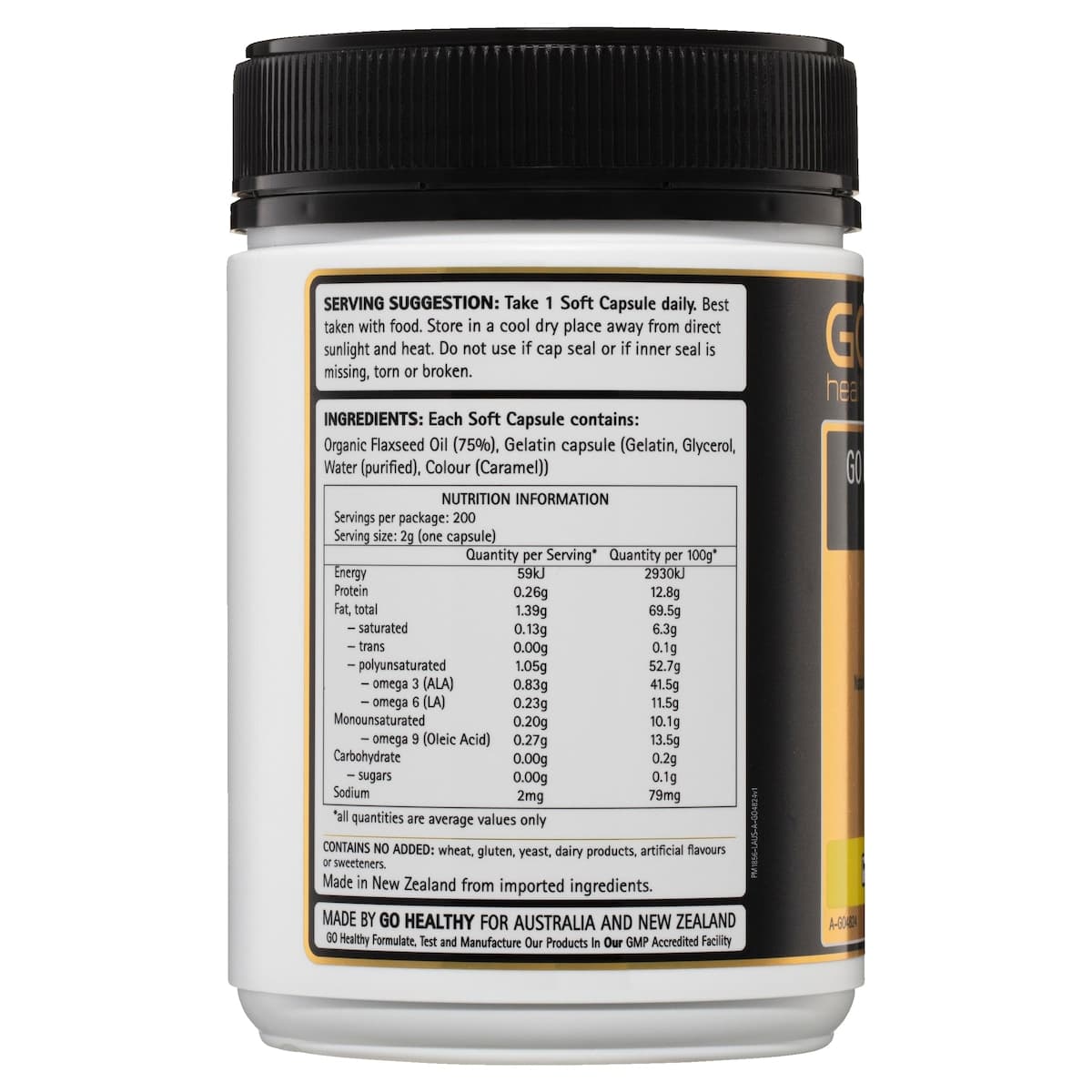Thumbnail GO Healthy Flaxseed Oil 1500mg 200 Capsules